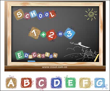Cartoon Wirkung der Buchstaben und Zahlen Vektor Material