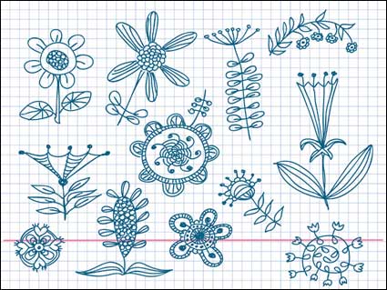 Cute little Blumen bemalt Vektor Material