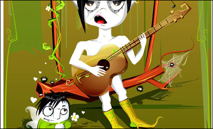 Little Monsters Gitarre Vektor Material