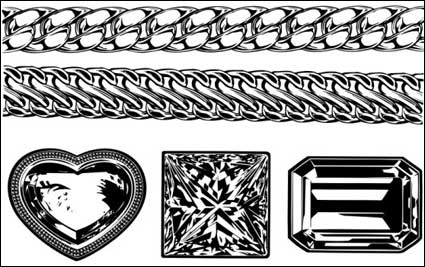 Realistische Gold-und Silber-Kette - Diamant Edelstein Vector