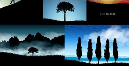 Schöne Landschaft silhouette vector Material