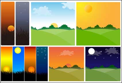 Sunset Thema Vektor Material