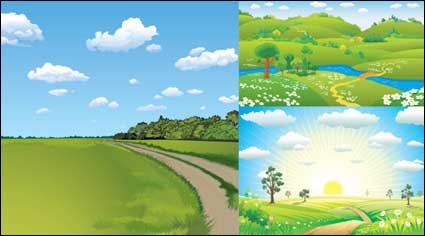 3 natrliche Landschaft Vektor Material