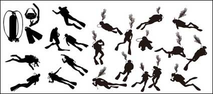 Diver silhouette vector Material