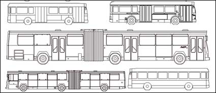 Arten der Strichzeichnung Auto Bus Vektor Material