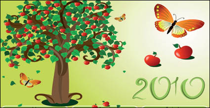 Butterfly Thema der Vorlage Kalender 2010 vector Baum Material