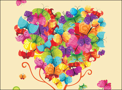 Bunte Butterfly Vector von Bäumen aus