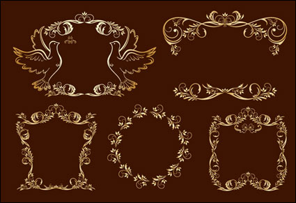 Exquisite golden ou ppig Spitze Vektor Material