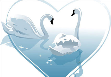Heart-shaped weißen Schwan Vektor Material