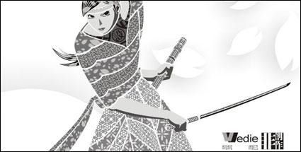 Sakura? Warrior? Dekoration? Vector? Muster?