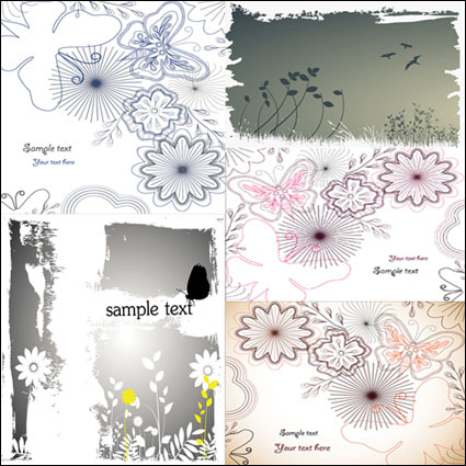 Blumen und Schmetterlinge Vektor Material