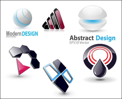 6 Vector 3D-Grafik-Symbol