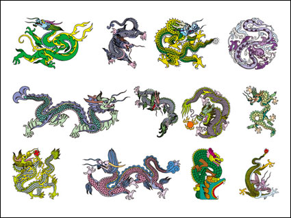 Klassische chinesische Dragon Vector Material von 8