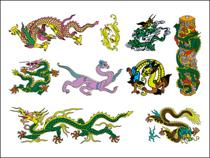 Klassische chinesische Drache Seven of vector Material