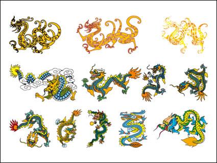 Klassische chinesische Dragon Vector Material von 5