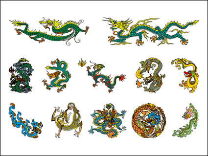 Klassische chinesische Dragon Vector Material von 4