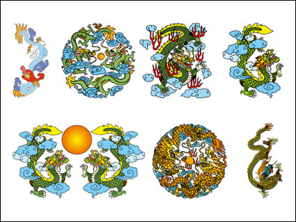 Klassische chinesische Drache ter Vektor Material