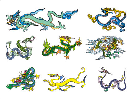 Classical Chinese Dragon Vector Material von zwei