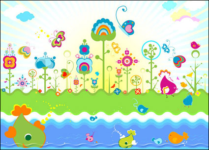 Schöne Blumen bunt Thema Vector
