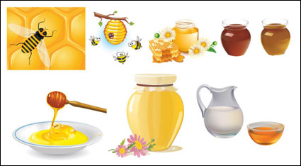 Honigbienen sammeln Vektor Material