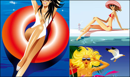 Vector Mädchen Badeort