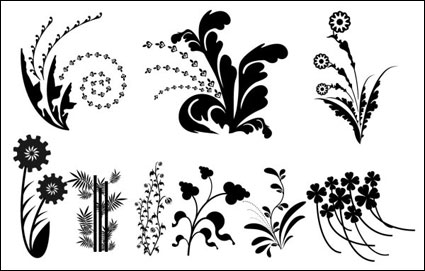 Vector Silhouette schwarz und weiß Blätter