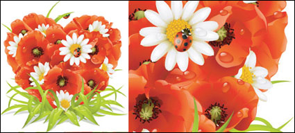 Blumen und herzförmigen Vektor Materialzusammensetzung