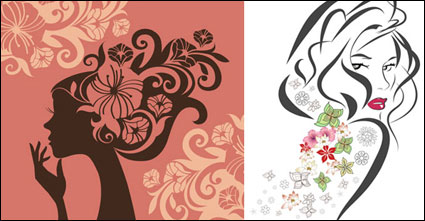 Flower Vector Frauen im Profil