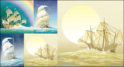 4 schöne alte Segel-Vector