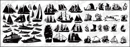 Eine Vielzahl von Segelbooten Silhouette Vector