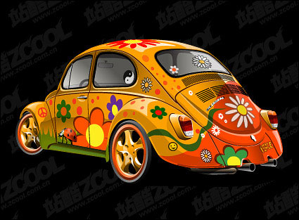 Schöne Blumen, Auto Vektor Material