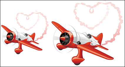 Heart-shaped Rauch emittierende Flugzeug Vektor Material