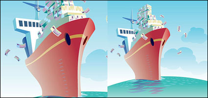 Kommerzielle Illustration Schiff Motto Vektor Material