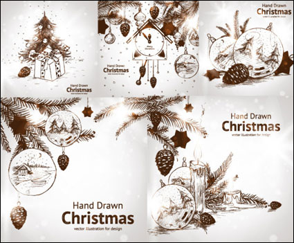 Handbemalte Weihnachtsschmuck Vector Stil