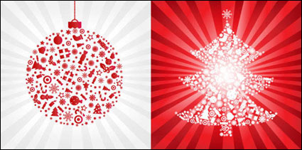 Rote Weihnachtskugel mit Weihnachtsbaum - Vektor-Material