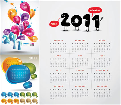 3 schöne Kalender 2011 Vector