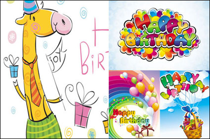 Cartoon happy birthday Vektor Material