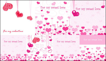 Lovely romantischen Valentinstag Grußkarten Vektor Material