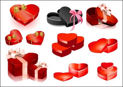 Valentinstag herzförmigen Geschenk-Box Vektor Material