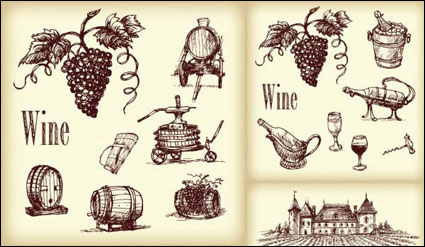 Vector Linienzeichnung Wein