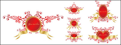 Romantic Ribbon Vector Schild Abzeichen