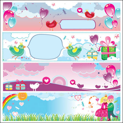 Netter Valentinstag Banner Vektor Material
