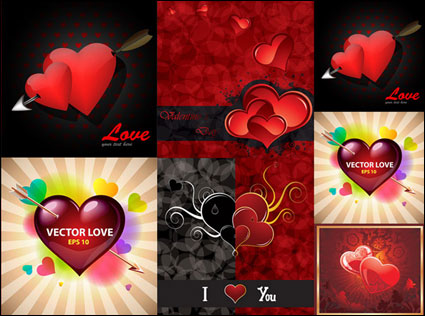 Romantische Valentinstag Grußkarten Vektor Material