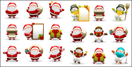 Cute Santa Claus und Schneemann Vektor