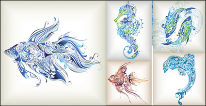 Delicate Unterwasserwelt Muster Vector