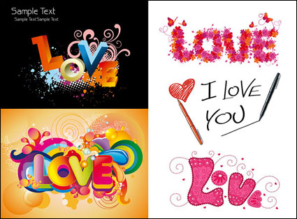 Bunte Liebe Muster Vektor Material