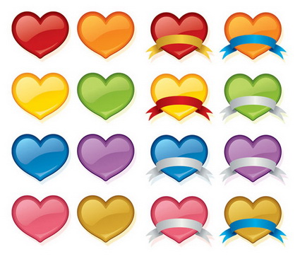 Peach Farbe Kristall Herz-Symbol Vektor Material