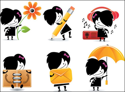 Cute Cartoon Charakter Ikonen - Vektor-Material