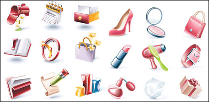 Cartoon-Stil, rote Icon-Set - Vector