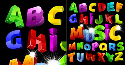 Bunte dreidimensionalen Vektor Alphabet